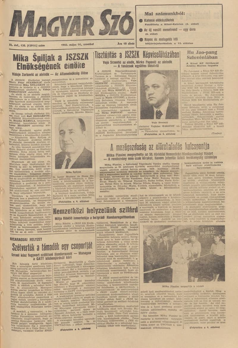 Magyar Szó, 40. évf. 1983. május 14. 130. sz. 1–32. oldal