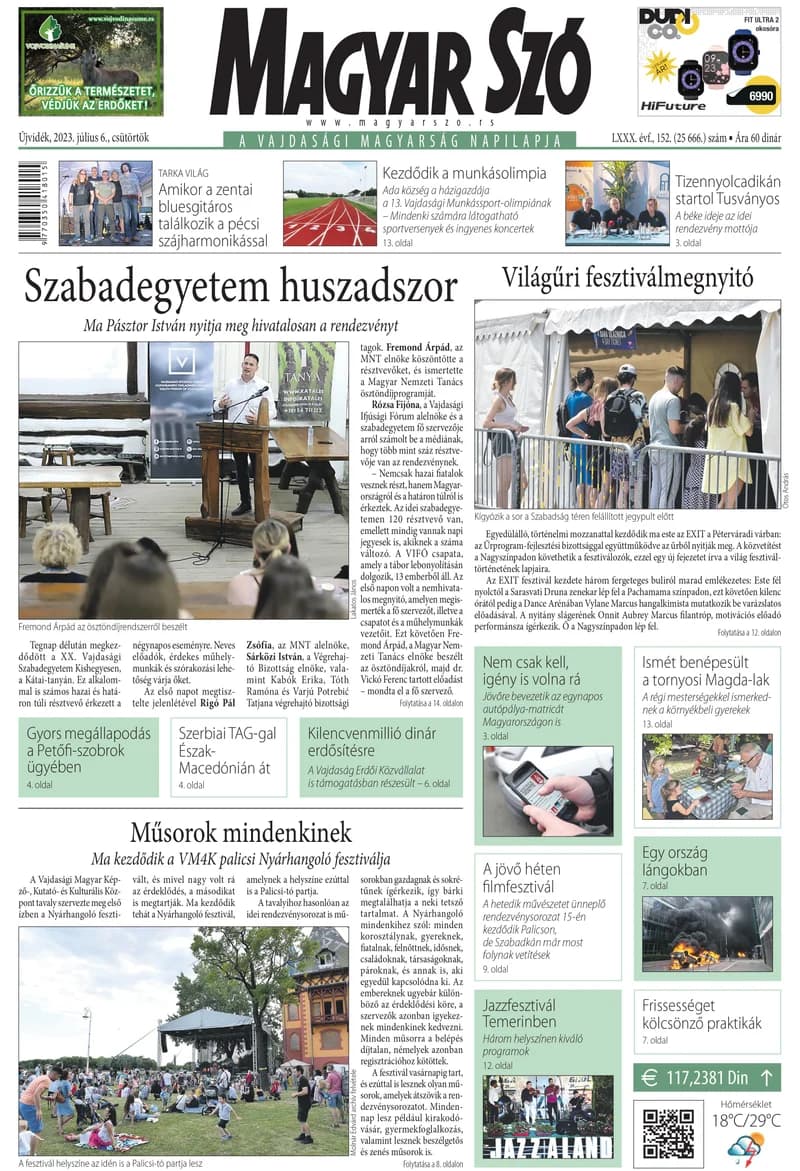 Magyar Szó, 80. évf. 2023. július 6. 152. sz. 1–20. oldal