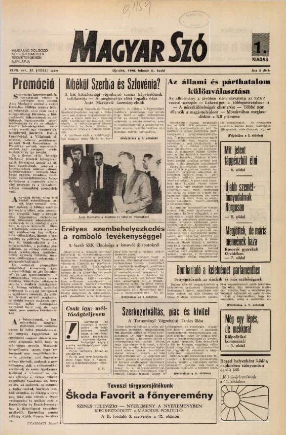 Magyar Szó, 47. évf. 1990. február 6. 35. sz. 1–20. oldal