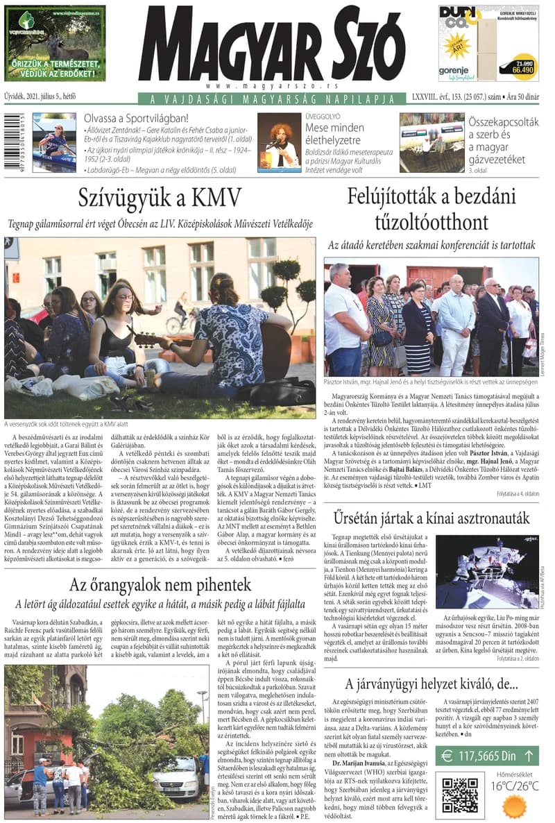 Magyar Szó, 78. évf. 2021. július 5. 153. sz. 1–20. oldal