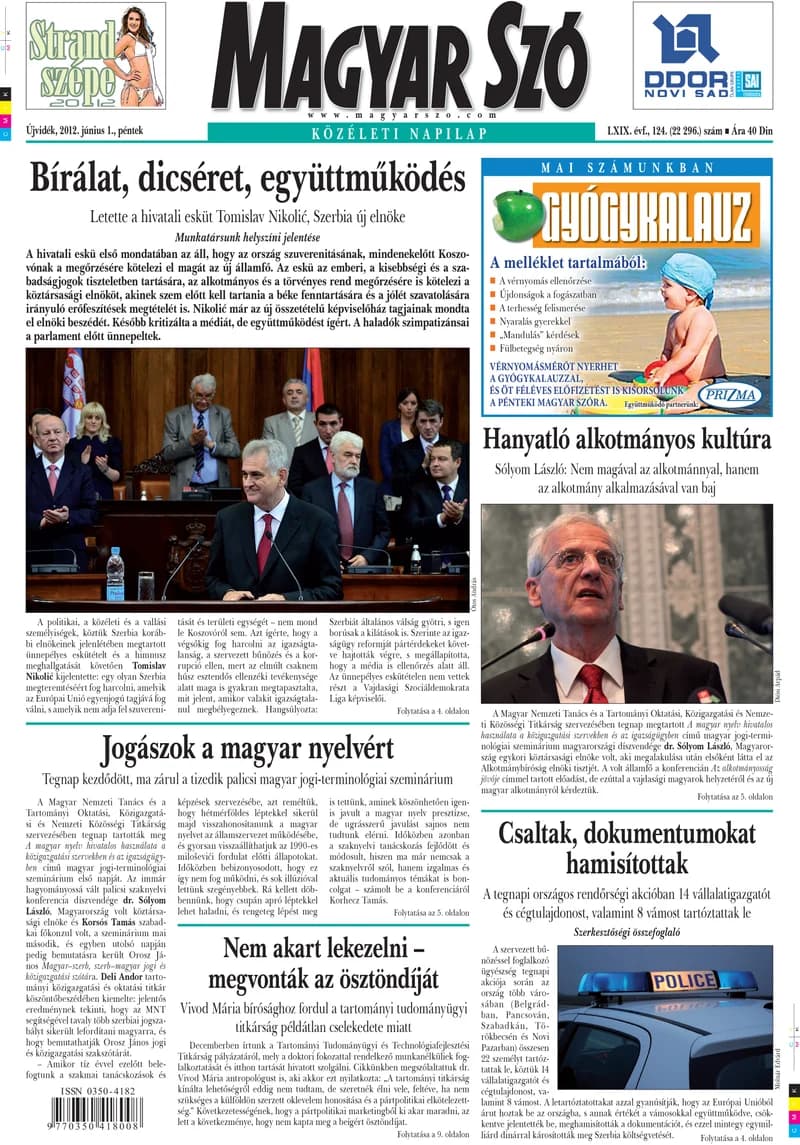 Magyar Szó, 69. évf. 2012. június 1. 124. sz. 1–20. oldal