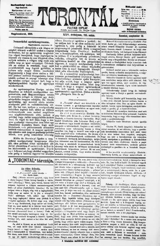 Torontál, 25. évf. 1896. szeptember 19. 215. sz.