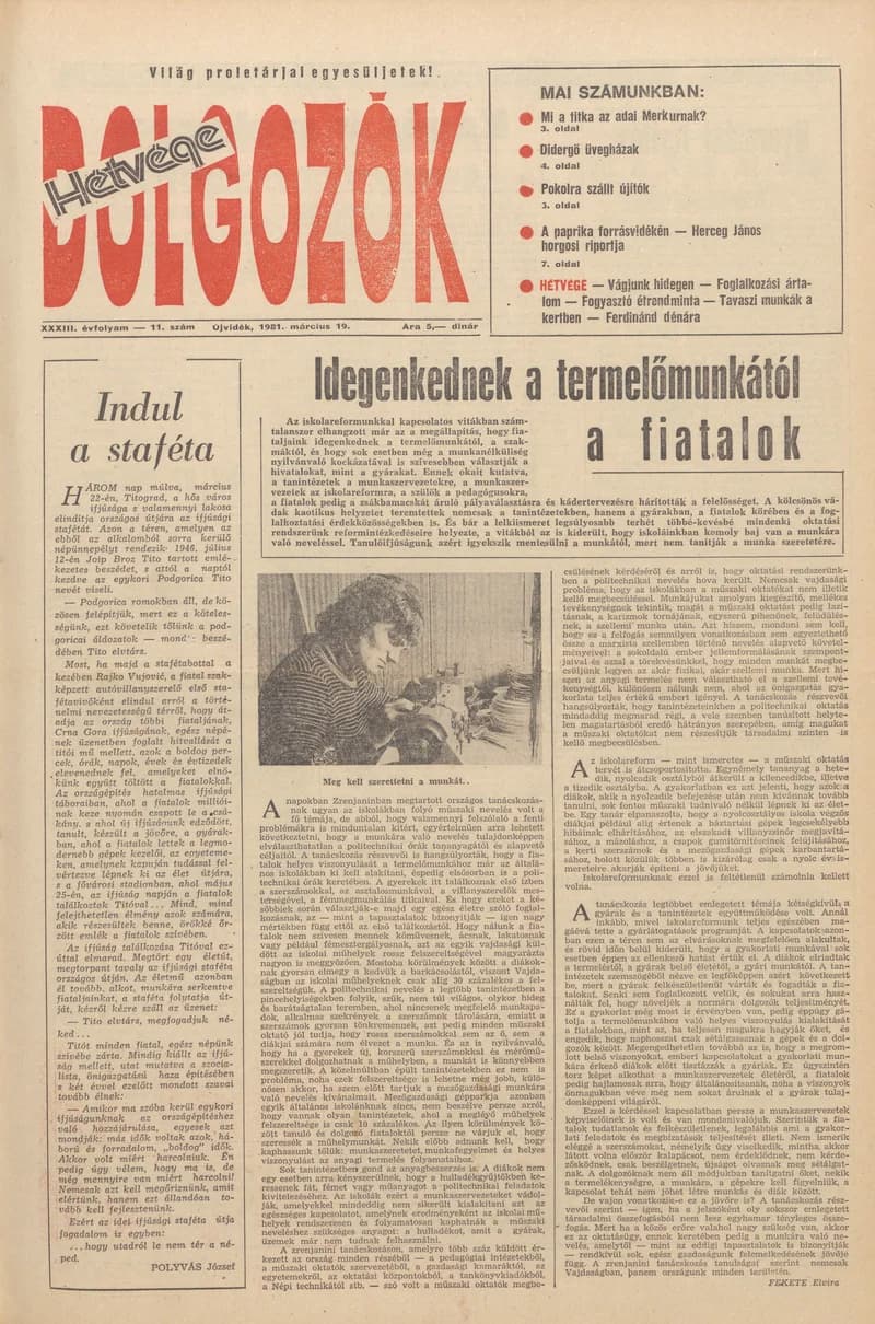 Dolgozók, 35. évf. 1981. március 19. 11. sz.