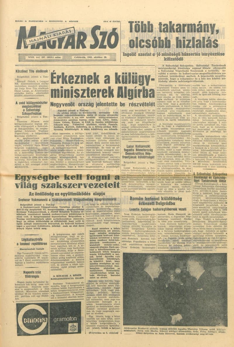 Magyar Szó, 22. évf. 1965. október 28. 297. sz.