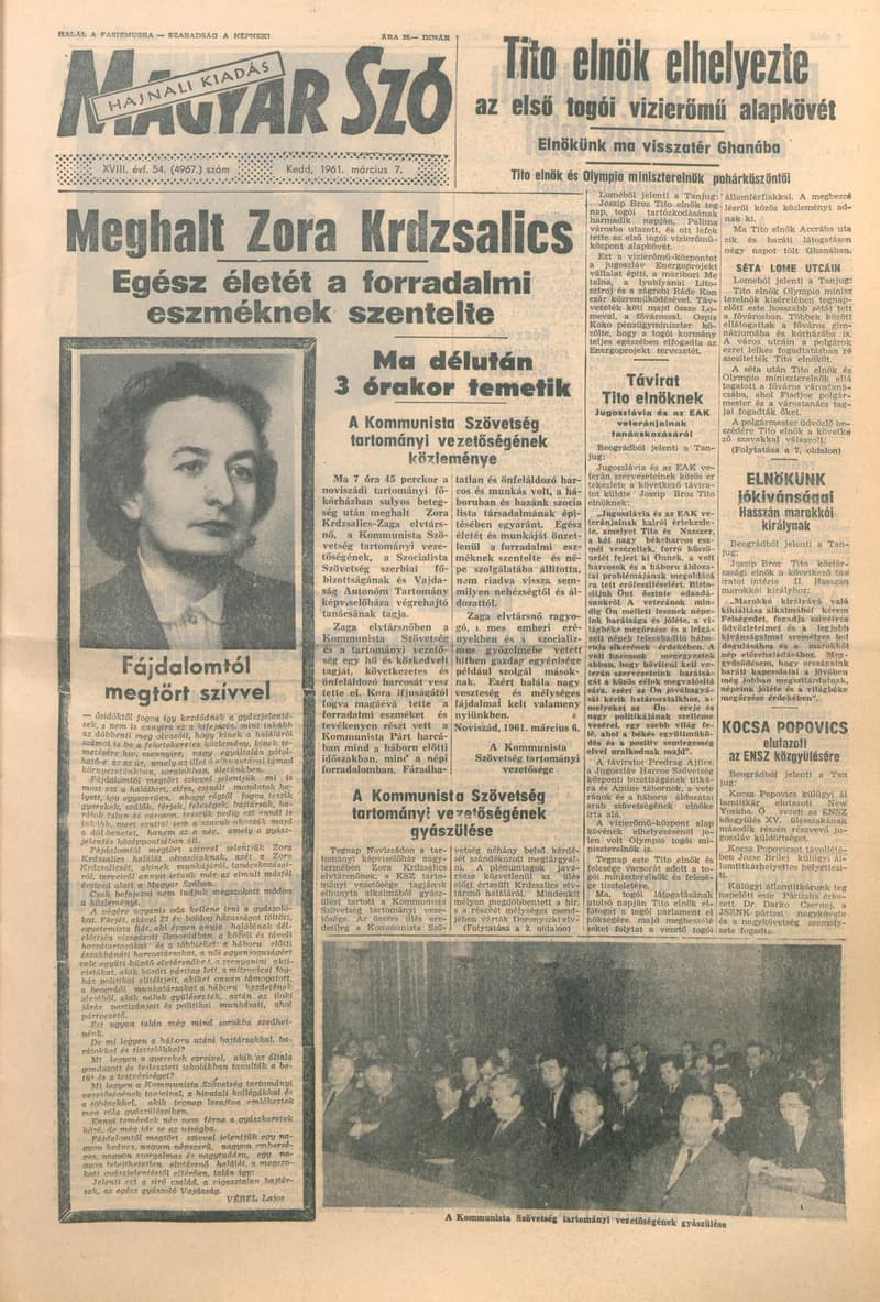 Magyar Szó, 18. évf. 1961. március 7. 54. sz. 1–16. oldal