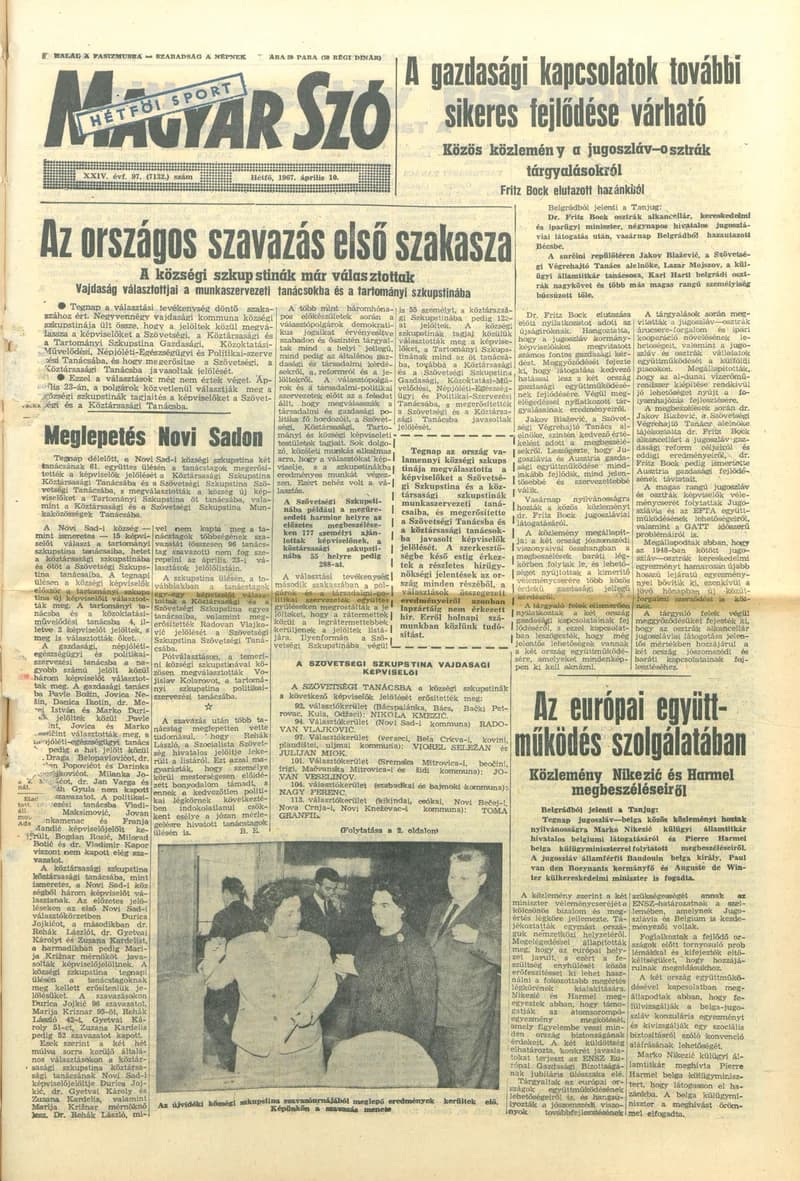 Magyar Szó, 24. évf. 1967. április 10. 97. sz. 1–16. oldal