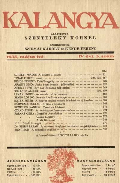 Kalangya, 4. évf. 1935. május. 5. sz. 321–400. oldal