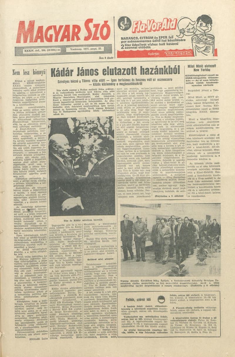 Magyar Szó, 34. évf. 1977. szeptember 25. 264. sz.