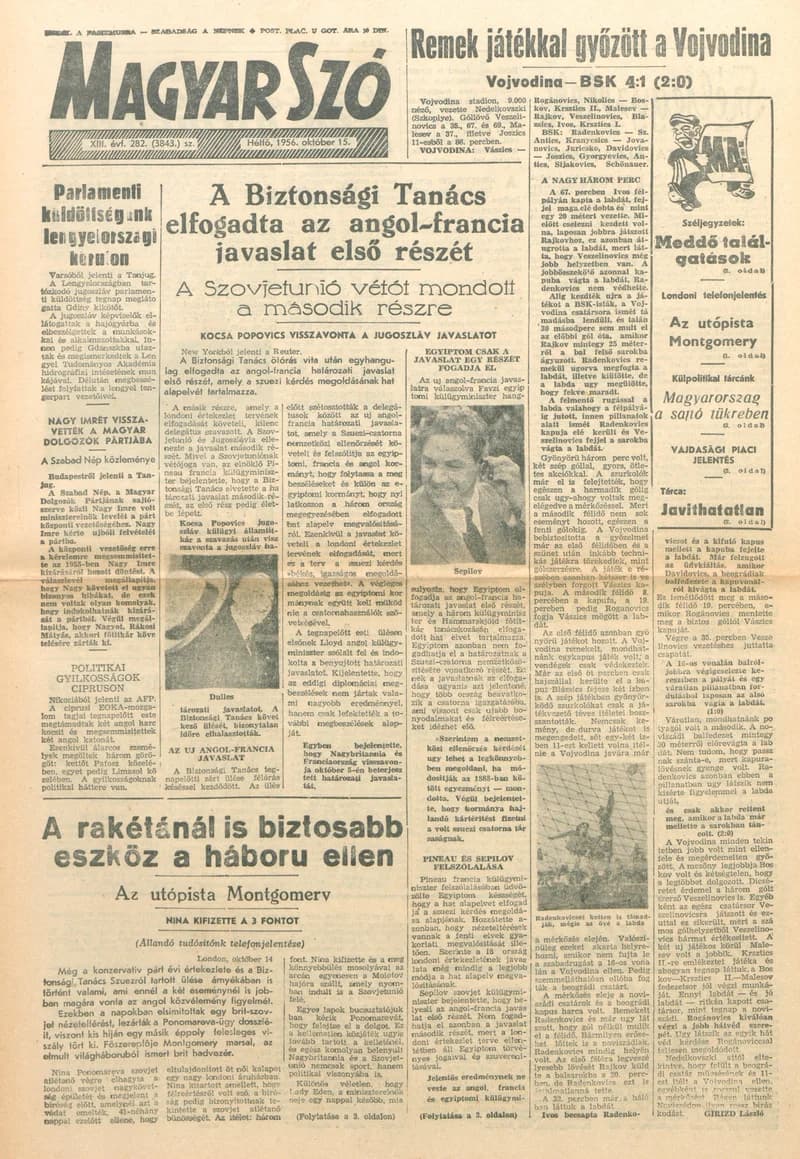 Magyar Szó, 13. évf. 1956. október 15. 282. sz. 1–10. oldal