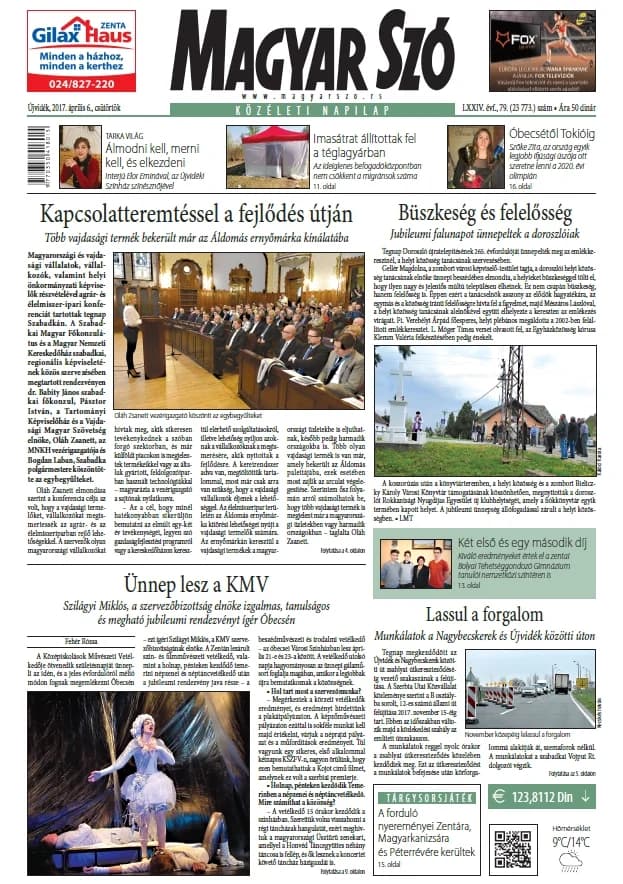 Magyar Szó, 74. évf. 2017. április 6. 79. sz. 1–20. oldal