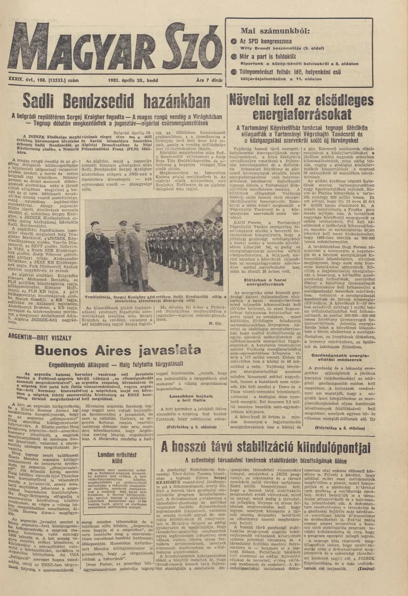 Magyar Szó, 39. évf. 1982. április 20. 108. sz. 1–20. oldal