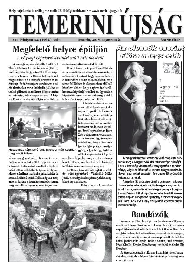 Temerini Újság, 21. évf. 2015. augusztus 6. 32. sz.