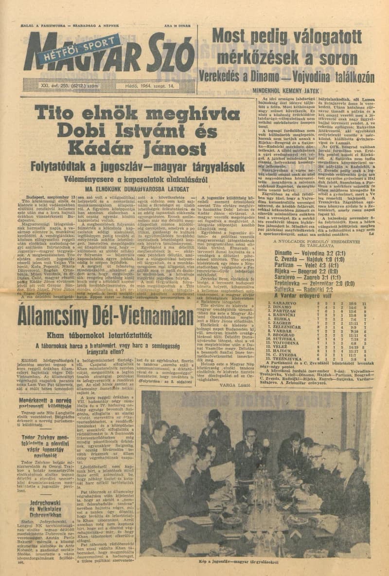 Magyar Szó, 21. évf. 1964. szeptember 14. 255. sz. 1–16. oldal
