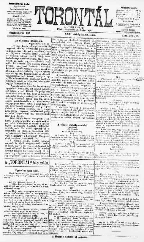Torontál, 26. évf. 1897. április 20. 89. sz.
