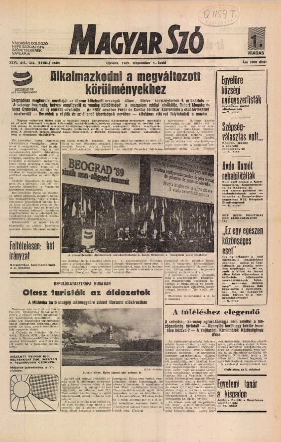 Magyar Szó, 46. évf. 1989. szeptember 5. 243. sz. 1–16. oldal