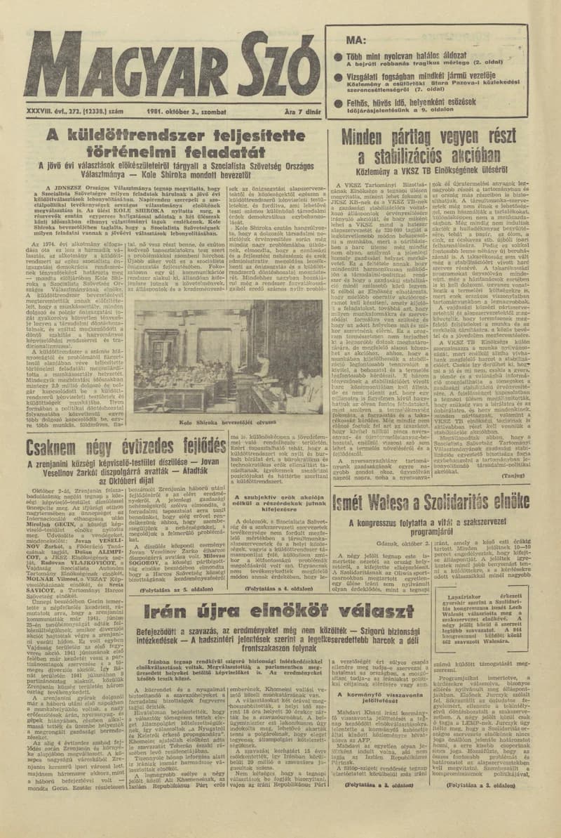 Magyar Szó, 38. évf. 1981. október 3. 272. sz.