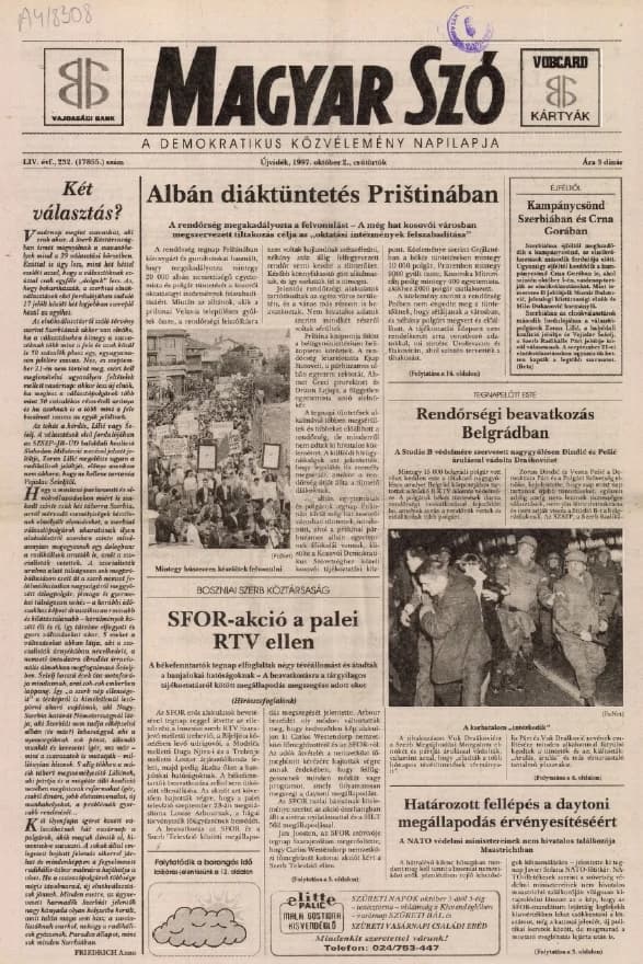 Magyar Szó, 54. évf. 1997. október 2. 232. sz. 1–16. oldal