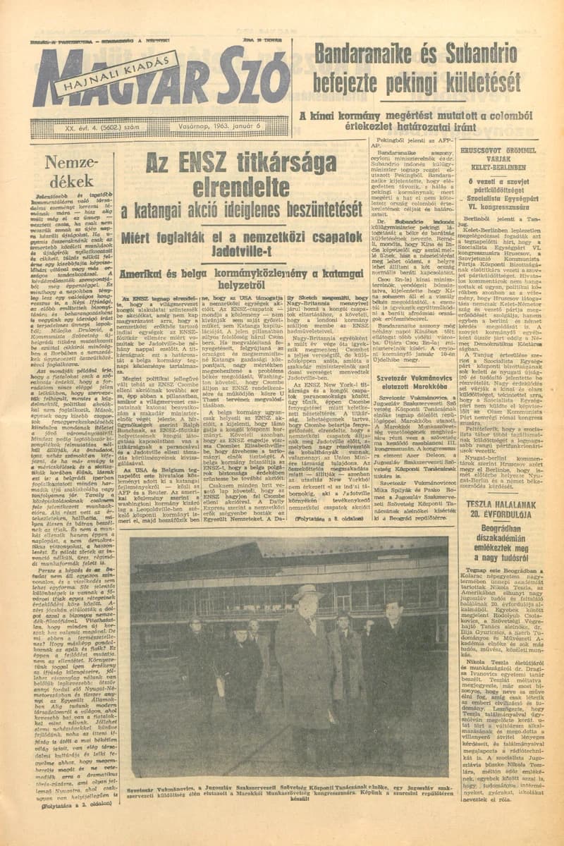 Magyar Szó, 20. évf. 1963. január 6. 4. sz. 1–24. oldal