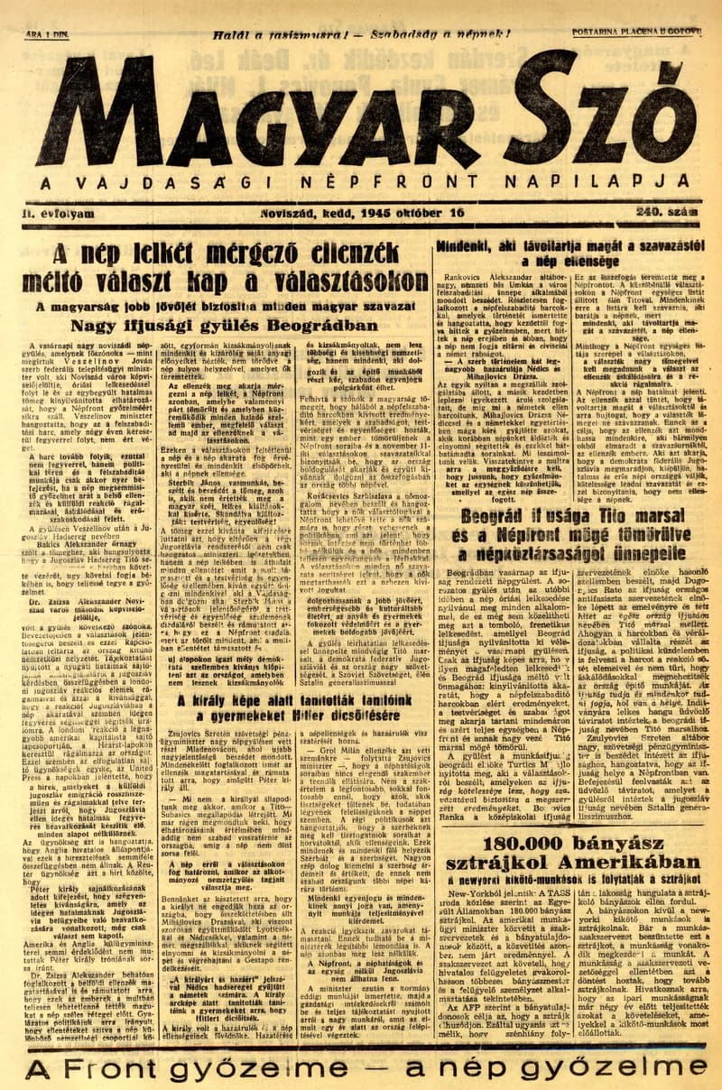 Magyar Szó, 2. évf. 1945. október 16. 240. sz. 1–4. oldal