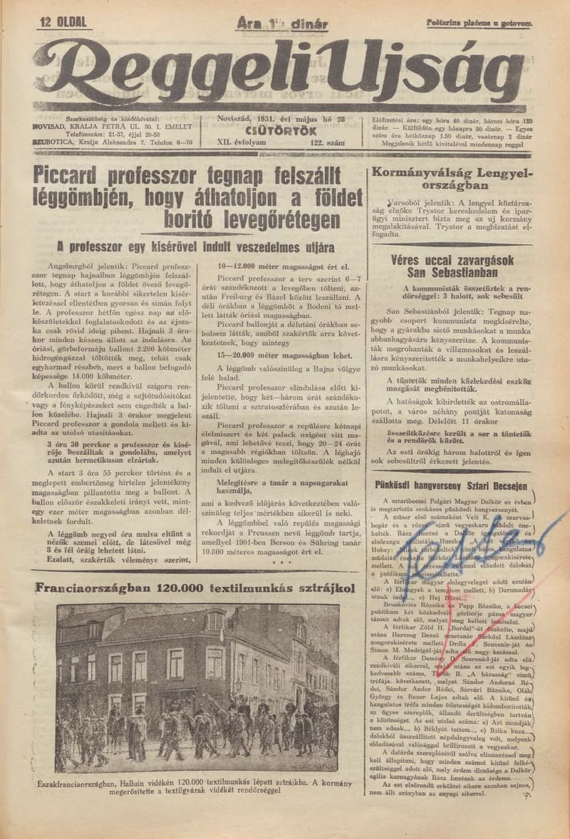 Reggeli Újság, 12. évf. 1931. május 28. 122. sz.