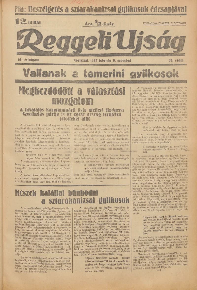 Reggeli Újság, 16. évf. 1935. február 9. 34. sz.