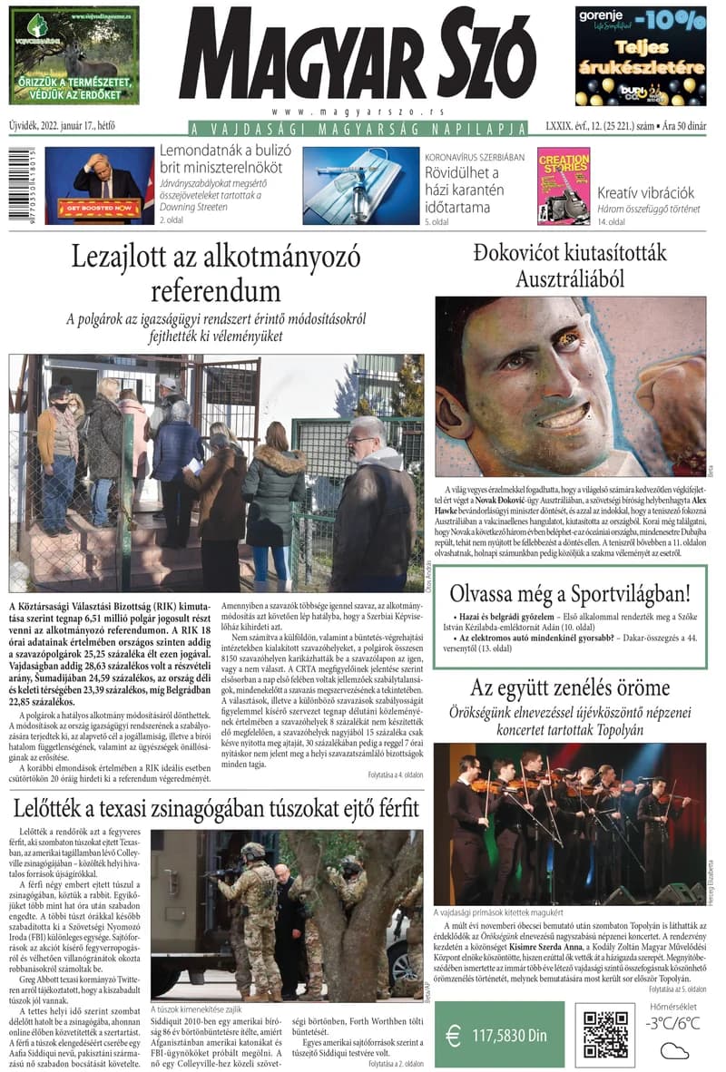 Magyar Szó, 79. évf. 2022. január 17. 12. sz. 1–16. oldal