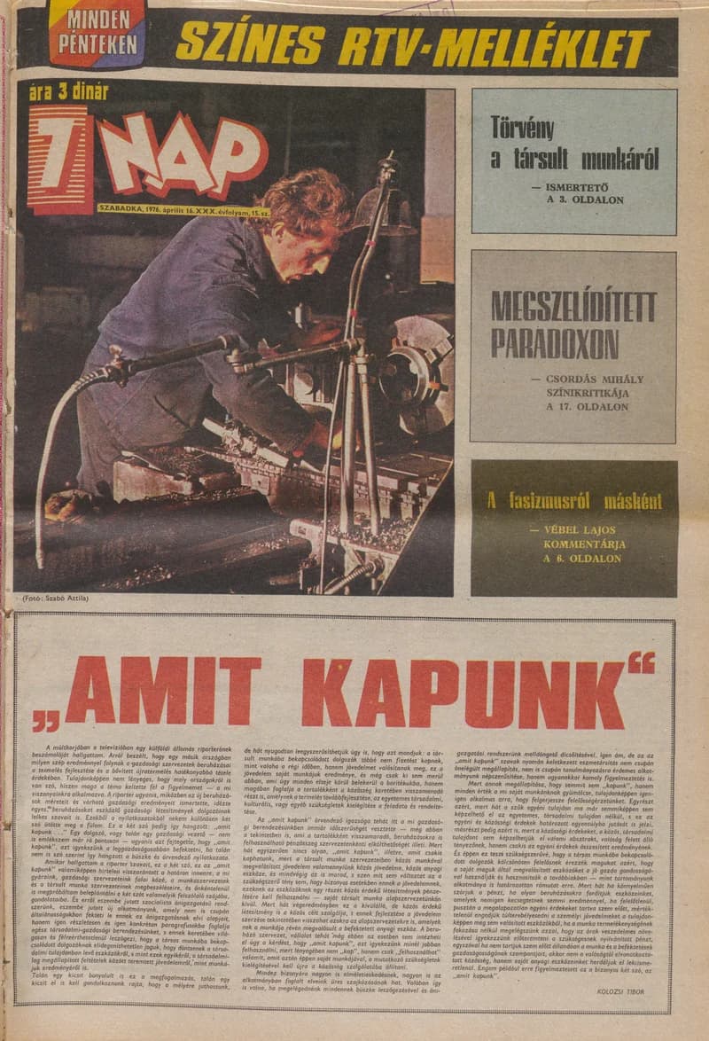 7 Nap, 31. évf. 1976. április 16. 15. sz. 1–24. oldal