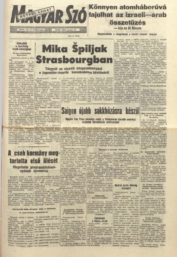 Magyar Szó, 26. évf. 1969. január 13. 11. sz. 1–14. oldal