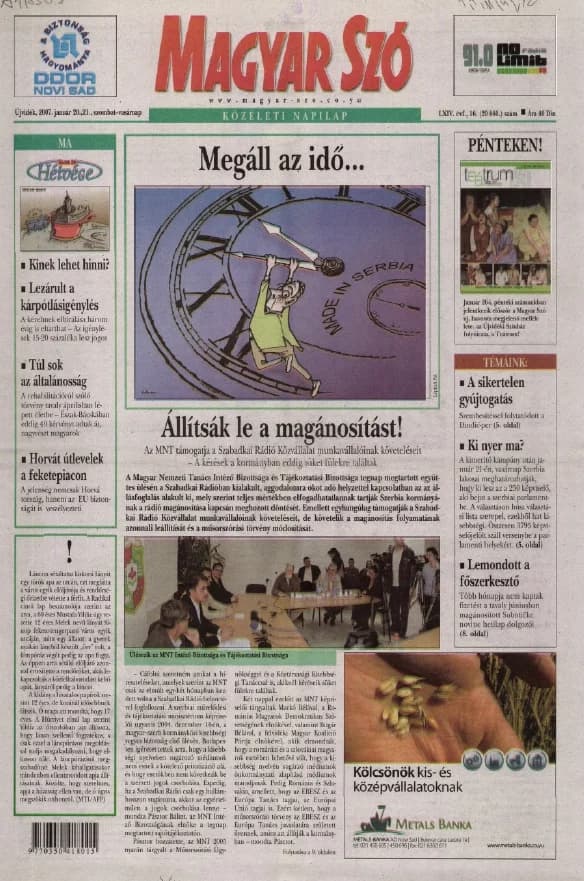 Magyar Szó, 64. évf. 2007. január 20. – 21. 16. sz. 1–28. oldal