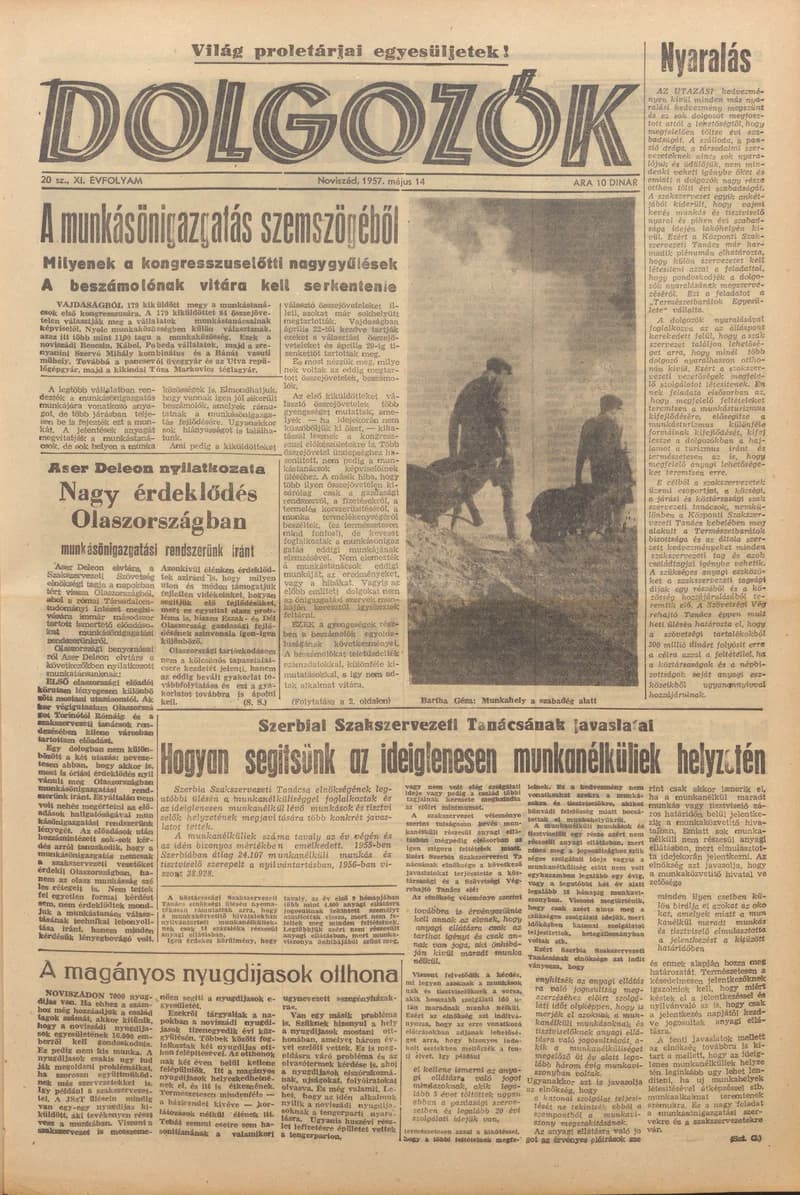 Dolgozók, 11. évf. 1957. május 14. 20. sz.