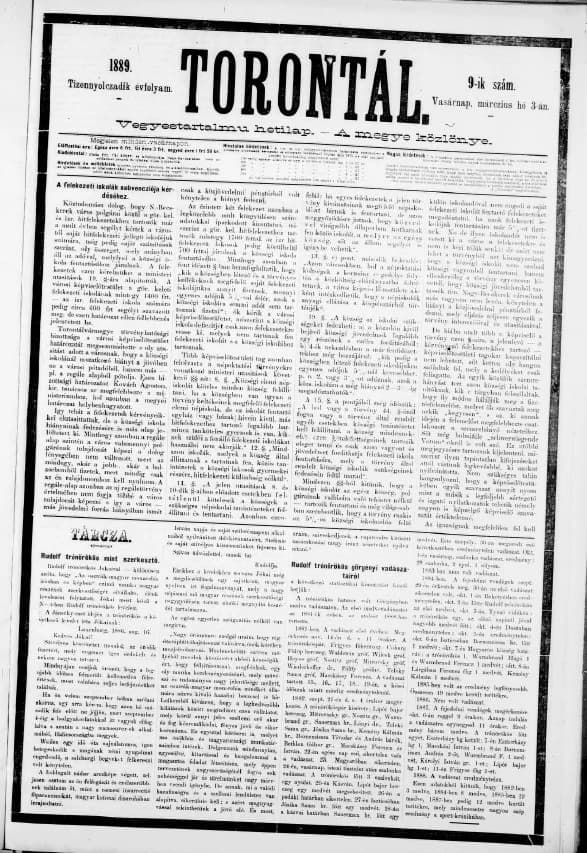 Torontál, 18. évf. 1889. március 3. 9. sz.