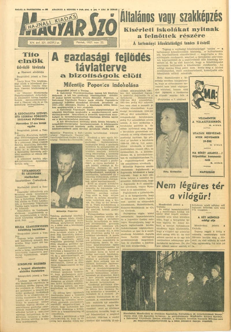 Magyar Szó, 14. évf. 1957. november 22. 321. sz. 1–16. oldal