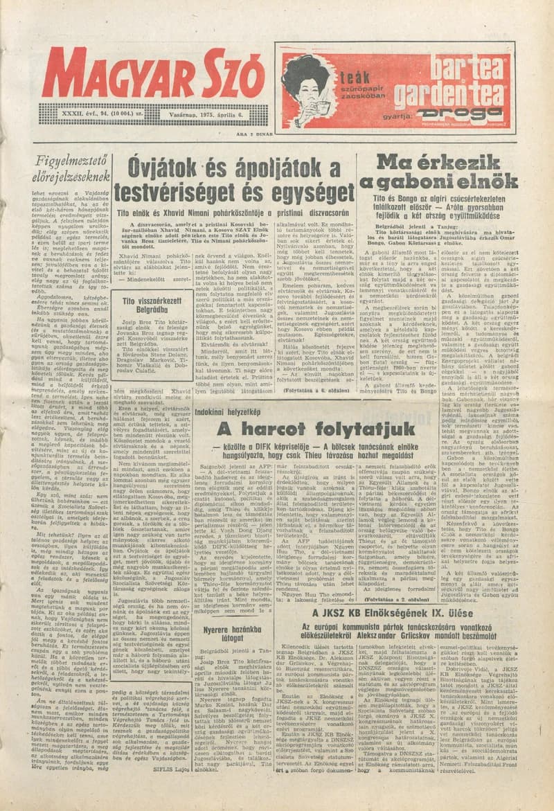 Magyar Szó, 32. évf. 1975. április 6. 94. sz.