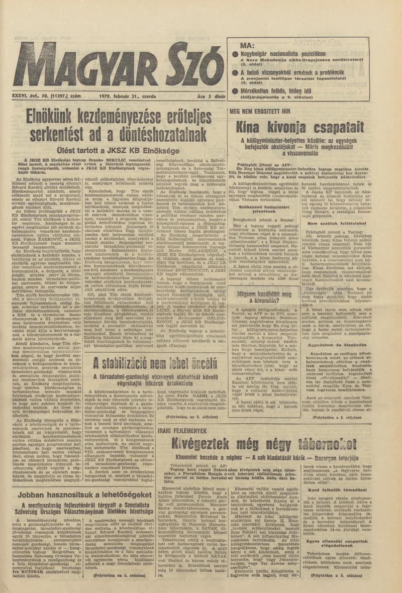 Magyar Szó, 36. évf. 1979. február 21. 50. sz. 1–20. oldal