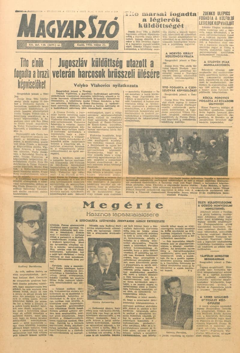 Magyar Szó, 13. évf. 1956. május 22. 138. sz. 1–8. oldal