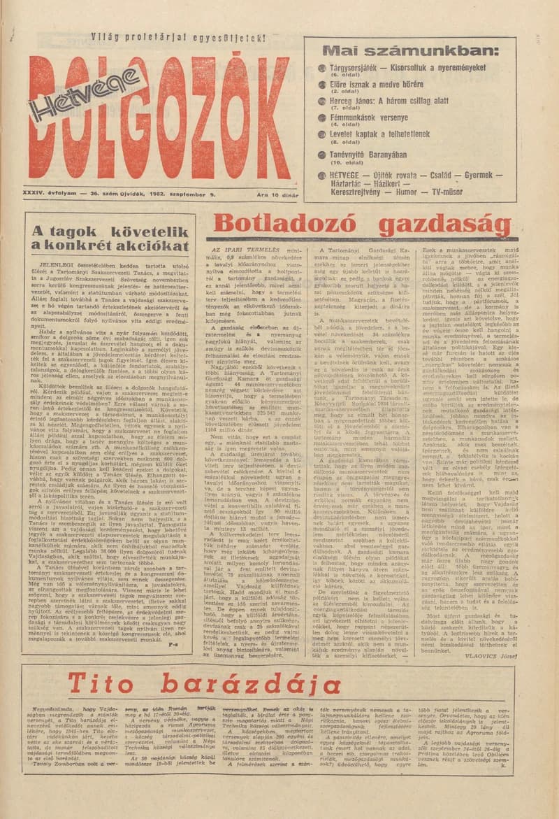 Dolgozók, 36. évf. 1982. szeptember 9. 36. sz.