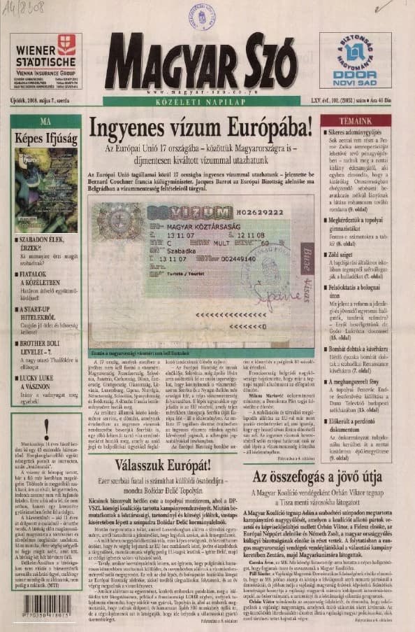 Magyar Szó, 65. évf. 2008. május 7. 102. sz. 1–20. oldal
