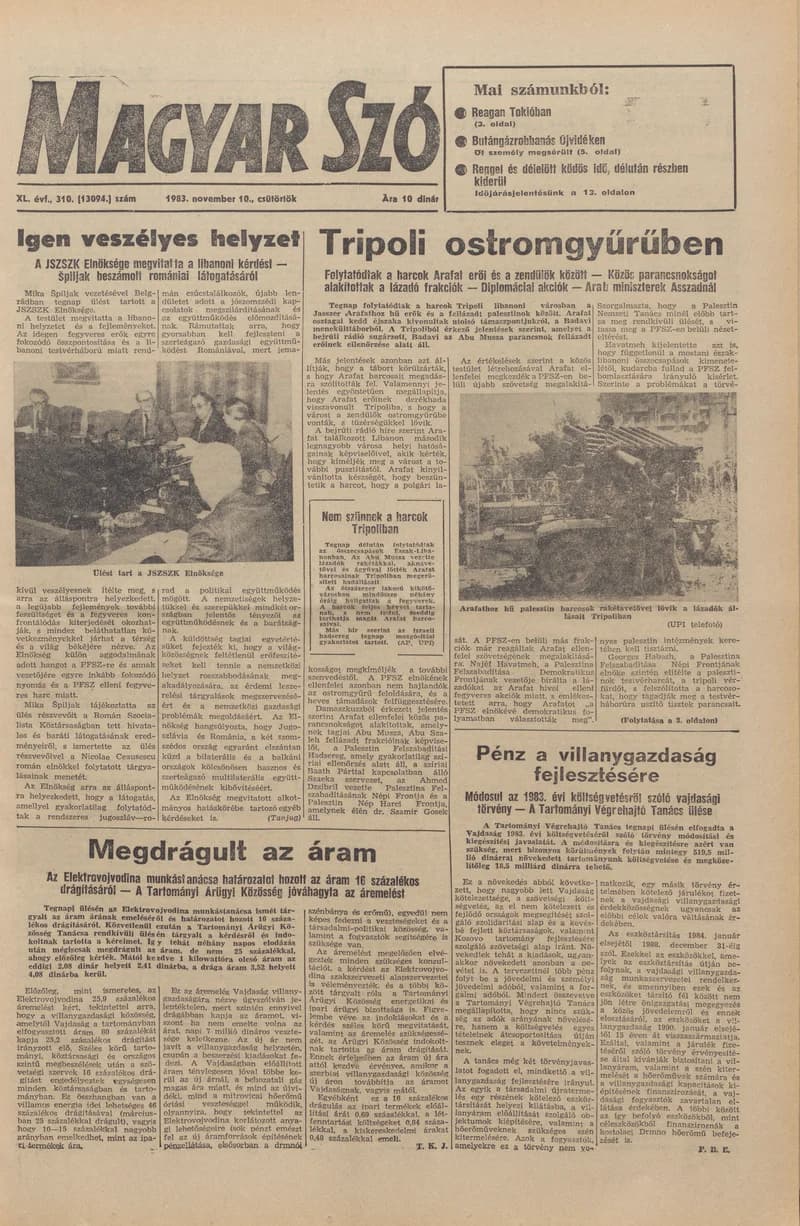 Magyar Szó, 40. évf. 1983. november 10. 310. sz.