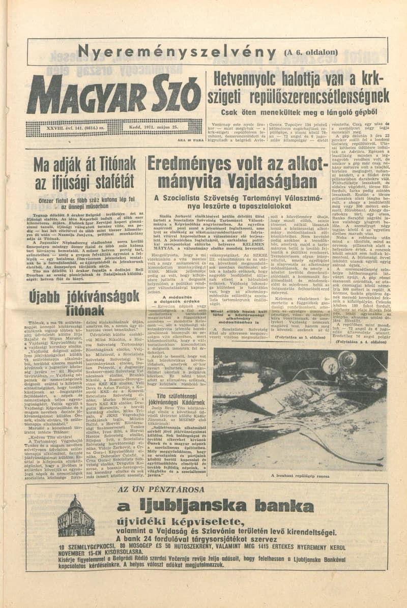 Magyar Szó, 28. évf. 1971. május 25. 141. sz. 1–16. oldal