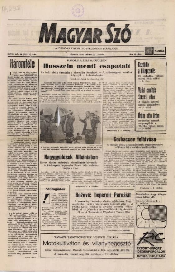 Magyar Szó, 48. évf. 1991. február 27. 56. sz. 1–20. oldal