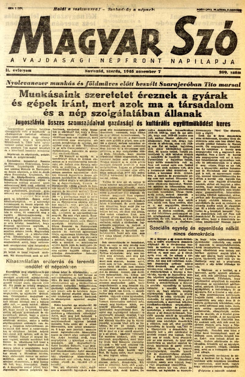 Magyar Szó, 2. évf. 1945. november 7. 259. sz. 1–6. oldal