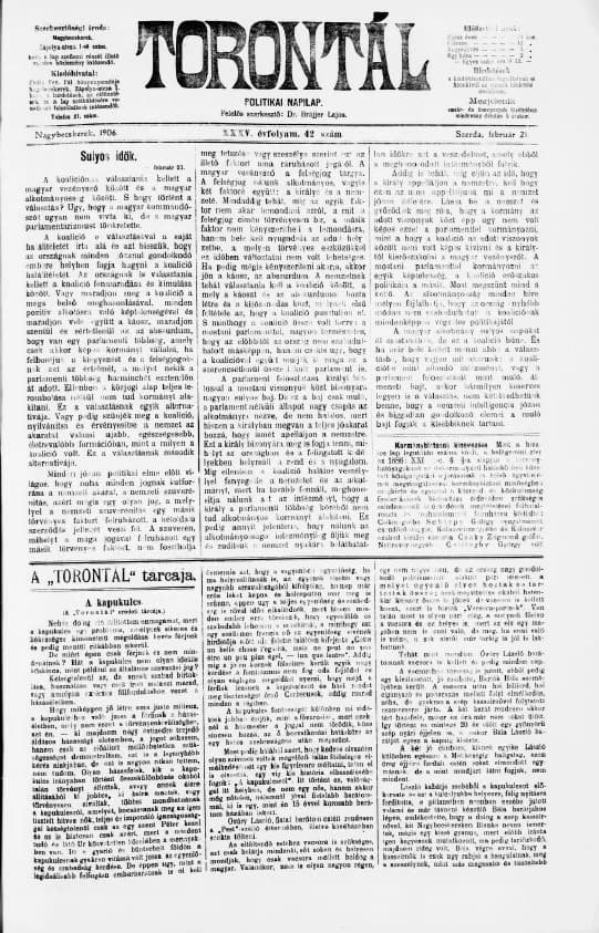 Torontál, 35. évf. 1906. február 21. 42. sz.