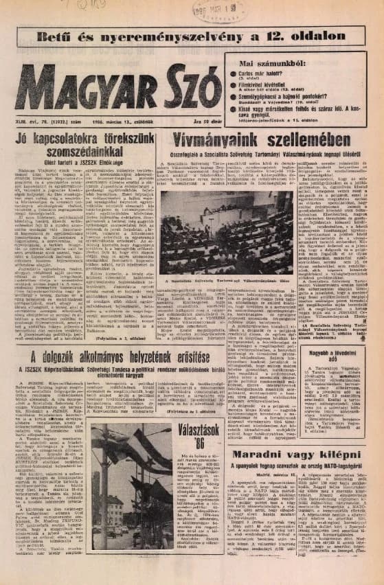 Magyar Szó, 43. évf. 1986. március 13. 70. sz. 1–20. oldal