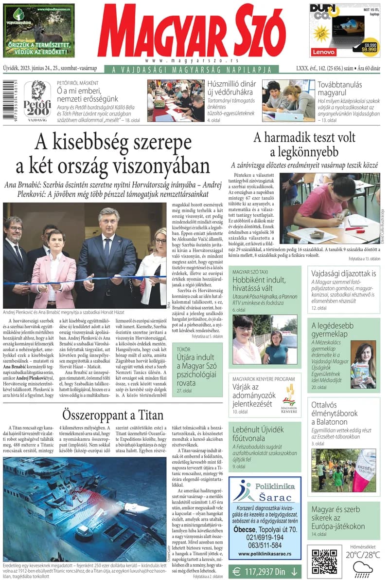 Magyar Szó, 80. évf. 2023. június 24. – 25. 142. sz. 1–32. oldal