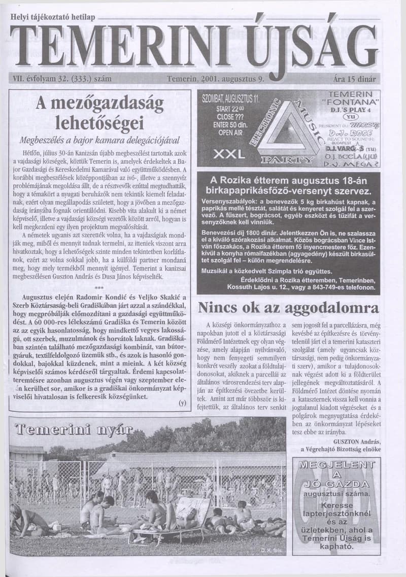 Temerini Újság, 7. évf. 2001. augusztus 9. 32. sz.