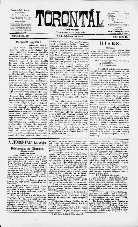 Torontál, 30. évf. 1901. április 29. 98. sz.