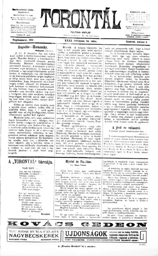 Torontál, 31. évf. 1902. március 6. 54. sz.