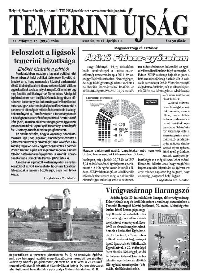 Temerini Újság, 20. évf. 2014. április 10. 15. sz.