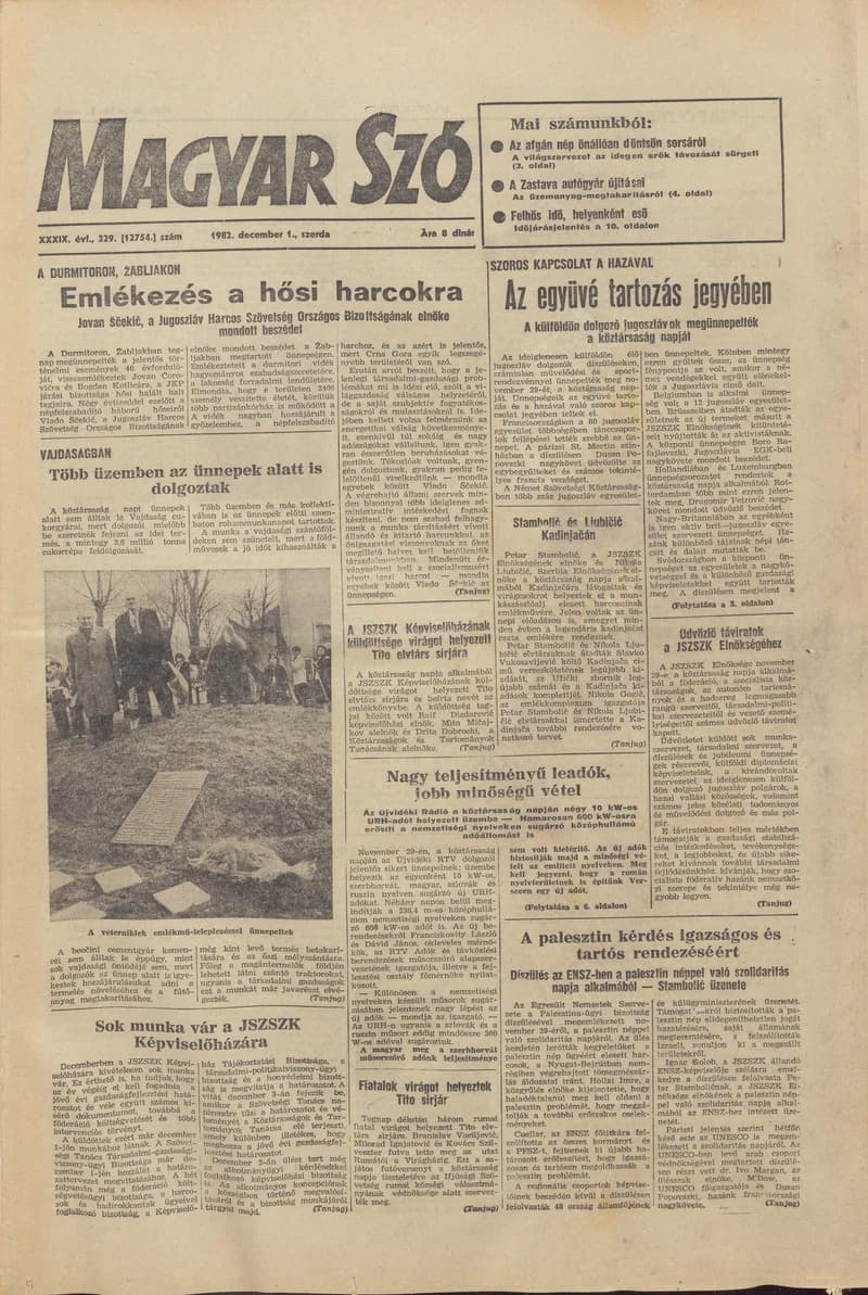 Magyar Szó, 39. évf. 1982. december 1. 329. sz. 1–20. oldal