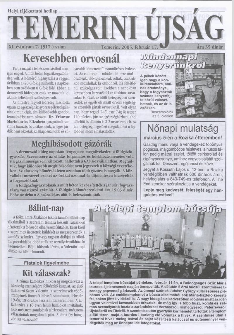 Temerini Újság, 11. évf. 2005. február 17. 7. sz.